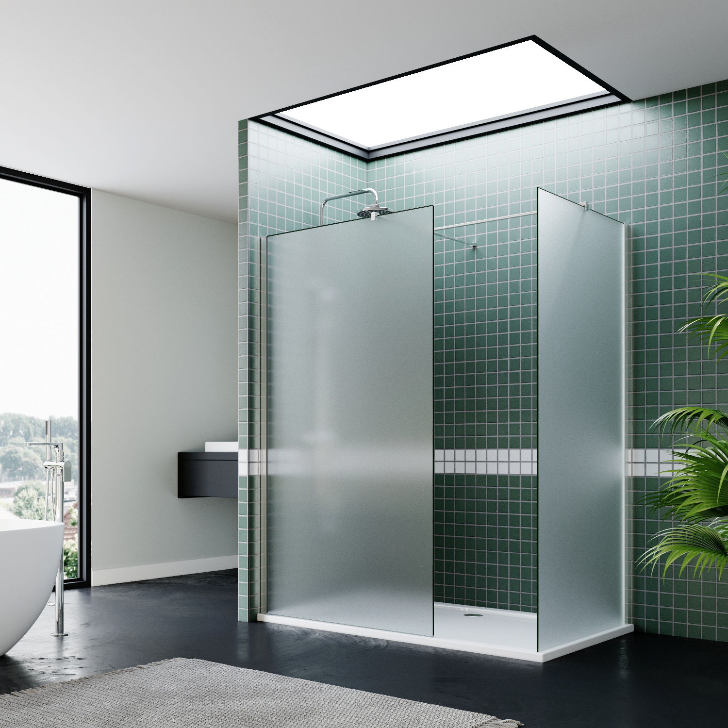 Walk In Shower Screen Panel Wet Room Cubicle Frosted EasyClean Glass